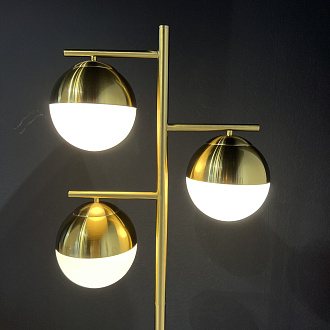 Торшер Geneva Glass Floor Lamp Triple 28*28*163 см, 3*E27*60W, ImperiumLoft 41.114-0, Белый, Латунь