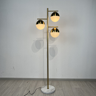Торшер Geneva Glass Floor Lamp Triple 28*28*163 см, 3*E27*60W, ImperiumLoft 41.114-0, Белый, Латунь