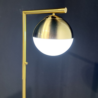 Торшер Geneva Single Glass Globe Floor Lamp *39*147 см, 1*E27*60W, ImperiumLoft 41.115-0, Белый, Латунь