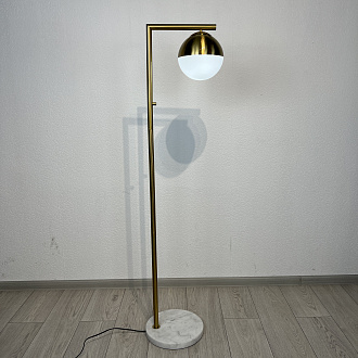 Торшер Geneva Single Glass Globe Floor Lamp *39*147 см, 1*E27*60W, ImperiumLoft 41.115-0, Белый, Латунь