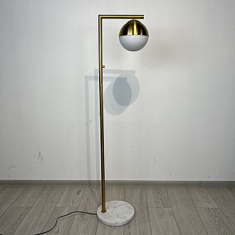 Торшер Geneva Single Glass Globe Floor Lamp *39*147 см, 1*E27*60W, ImperiumLoft 41.115-0, Белый, Латунь