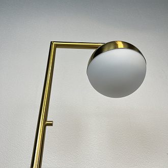 Торшер Geneva Single Glass Globe Floor Lamp *39*147 см, 1*E27*60W, ImperiumLoft 41.115-0, Белый, Латунь
