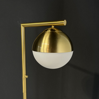 Торшер Geneva Single Glass Globe Floor Lamp *39*147 см, 1*E27*60W, ImperiumLoft 41.115-0, Белый, Латунь