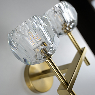 Бра Boule de Cristal Double Sconce Brass 16*13*22 см, 2*G9*40W, ImperiumLoft 44.233, Бронзовый