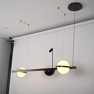 Реечный подвесной светильник PALMA Wall lamp 2 шара + 1 вазон горизонтальная 150*48*47 см, 3*LED*10, 2W, 3000, 4000, 5000K, ImperiumLoft 22.93726, Серый