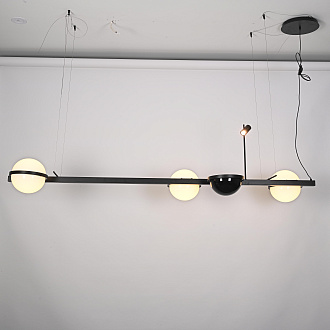 Реечный подвесной светильник PALMA Wall lamp 3 шара + 1 вазон горизонтальная 195*48*47 см, 4*LED*10, 2W, 3000, 4000, 5000K, ImperiumLoft 22.93726, Чёрный