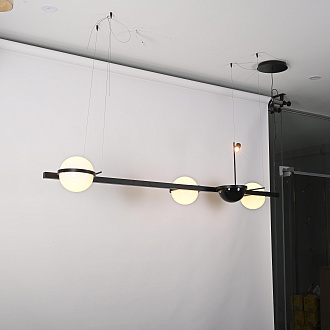 Реечный подвесной светильник PALMA Wall lamp 3 шара + 1 вазон горизонтальная 195*48*47 см, 4*LED*10, 2W, 3000, 4000, 5000K, ImperiumLoft 22.93726, Чёрный