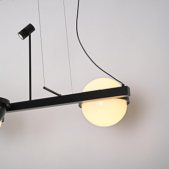 Реечный подвесной светильник PALMA Wall lamp 3 шара + 1 вазон горизонтальная 195*48*47 см, 4*LED*10, 2W, 3000, 4000, 5000K, ImperiumLoft 22.93726, Чёрный