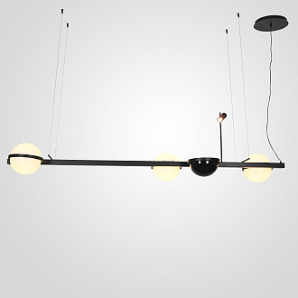 Реечный подвесной светильник PALMA Wall lamp 3 шара + 1 вазон горизонтальная 195*48*47 см, 4*LED*10, 2W, 3000, 4000, 5000K, ImperiumLoft 22.93726, Чёрный