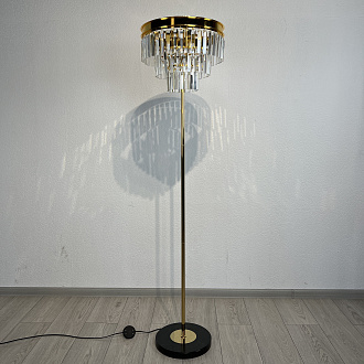 Торшер RH 1920S Odeon Clear Glass Floor Lamp GOLD 50*50*50 см, 4*E14*40W, ImperiumLoft 241415-22, Золотистый, Чёрный