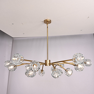 Люстра на штанге Boule De Cristal Round Chandelier 18 120*120*30 см, 18*G9*40W, ImperiumLoft 40.1218, Латунь