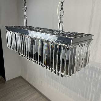 Подвесная люстра RH 1920S ODEON CLEAR GLASS FRINGE chrome 94*47*47 см, 8*E14*40W, ImperiumLoft 40.1536, Хром