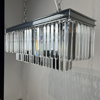 Подвесная люстра RH 1920S ODEON CLEAR GLASS FRINGE chrome 94*47*47 см, 8*E14*40W, ImperiumLoft 40.1536, Хром
