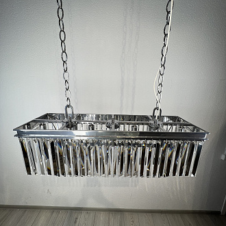 Подвесная люстра RH 1920S ODEON CLEAR GLASS FRINGE chrome 94*47*47 см, 8*E14*40W, ImperiumLoft 40.1536, Хром