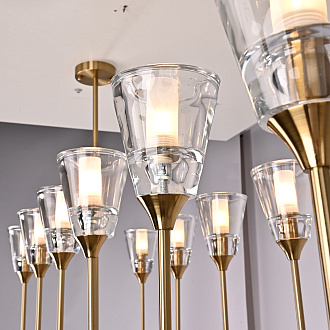 Люстра на штанге TORCHE DE VERRE Linear Chandelier 12 139*45*50 см, 12*G9*40W, ImperiumLoft 40.1548, Латунь
