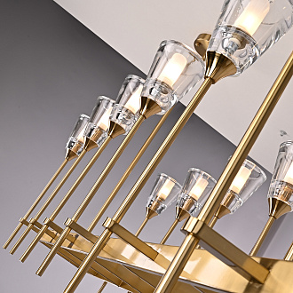 Люстра на штанге TORCHE DE VERRE Linear Chandelier 12 139*45*50 см, 12*G9*40W, ImperiumLoft 40.1548, Латунь
