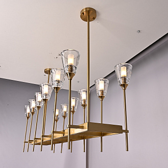 Люстра на штанге TORCHE DE VERRE Linear Chandelier 12 139*45*50 см, 12*G9*40W, ImperiumLoft 40.1548, Латунь