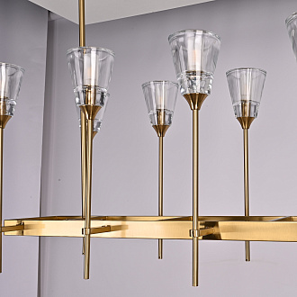 Люстра на штанге TORCHE DE VERRE Linear Chandelier 12 139*45*50 см, 12*G9*40W, ImperiumLoft 40.1548, Латунь