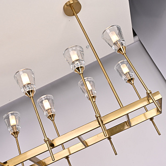 Люстра на штанге TORCHE DE VERRE Linear Chandelier 12 139*45*50 см, 12*G9*40W, ImperiumLoft 40.1548, Латунь