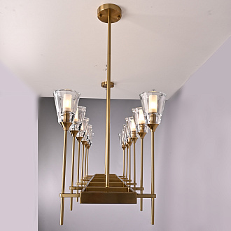 Люстра на штанге TORCHE DE VERRE Linear Chandelier 12 139*45*50 см, 12*G9*40W, ImperiumLoft 40.1548, Латунь
