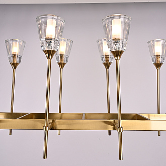 Люстра на штанге TORCHE DE VERRE Linear Chandelier 12 139*45*50 см, 12*G9*40W, ImperiumLoft 40.1548, Латунь