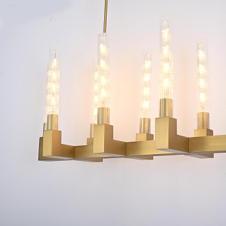 Люстра на штанге CANELLE Linear Chandelier 12 Modern Brass 139*30*43 см, 12*E27*60W, ImperiumLoft 40.1549, Латунь