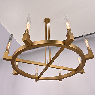 Люстра на штанге CANELLE Round Chandelier 8 Modern Brass 121*21*21 см, 8*E27*60W, ImperiumLoft 40.1550, Латунь