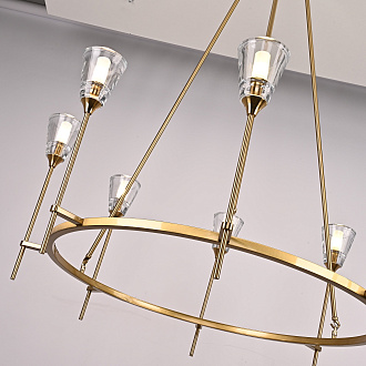 Люстра на штанге TORCHE DE VERRE Round Chandelier 8 116*116*50 см, 8*G9*40W, ImperiumLoft 40.1551, Латунь