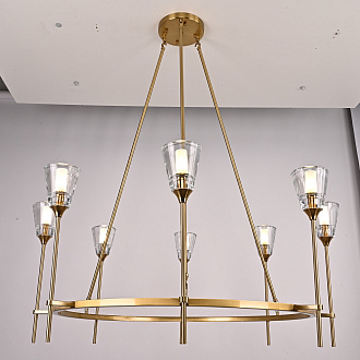 Люстра на штанге TORCHE DE VERRE Round Chandelier 8 116*116*50 см, 8*G9*40W, ImperiumLoft 40.1551, Латунь