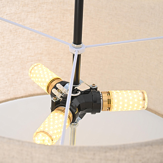 Подвесной светильник RH ROUND Linen Shade Pendant 50*50*25 см, 3*E27*60W, ImperiumLoft 40.1557, Коричневый