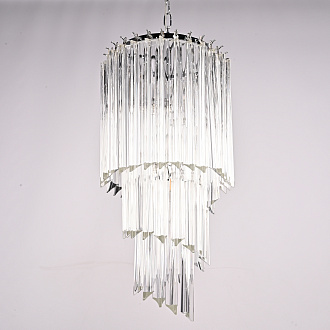 Подвесная люстра Odeon Chandelier Glass Clear 30*30*69 см, 3*E14*40W, ImperiumLoft 40.1929-2, Хром