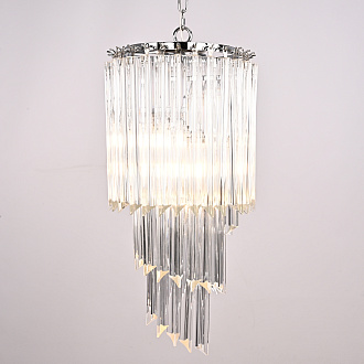 Подвесная люстра Odeon Chandelier Glass Clear 30*30*69 см, 3*E14*40W, ImperiumLoft 40.1929-2, Хром