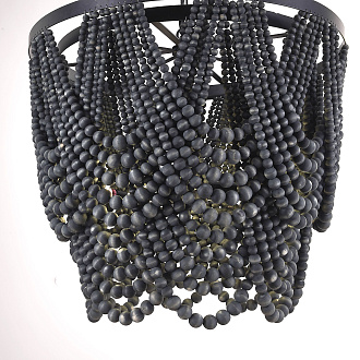 Подвесная люстра Amelia Wood Bead Chandelier 60*60*71 см, 5*E14*40W, ImperiumLoft 40.2125, Чёрный, Коричневый