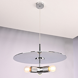 Люстра RH Utilitaire Disk Triple Pendant Silver 46*46*21 см, 3*E27*60W, ImperiumLoft 40.2341, Никель