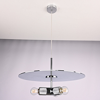 Люстра RH Utilitaire Disk Triple Pendant Silver 46*46*21 см, 3*E27*60W, ImperiumLoft 40.2341, Никель