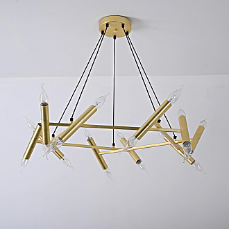 Подвесная люстра JONATHAN BROWNING Le Pentagone Chandelier 20 Light 80*80*20 см, 20*E14*40W, ImperiumLoft 40.2364, Латунь