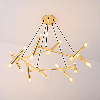 Подвесная люстра JONATHAN BROWNING Le Pentagone Chandelier 20 Light 80*80*20 см, 20*E14*40W, ImperiumLoft 40.2364, Латунь