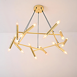 Подвесная люстра JONATHAN BROWNING Le Pentagone Chandelier 20 Light 80*80*20 см, 20*E14*40W, ImperiumLoft 40.2364, Латунь
