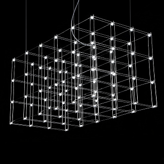 Подвесная люстра Quasar Cosmos Square LED pendant light 120/60/60 120*60*60 см, 96*LED*1W, ImperiumLoft 40.2440, Серебристый