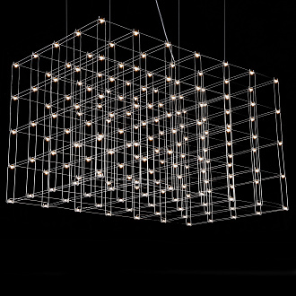 Подвесная люстра Quasar Cosmos Square LED pendant light 80/80/140 140*80*80 см, 175*LED*1W, ImperiumLoft 40.2440, Серебристый