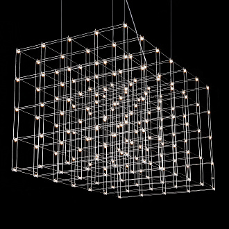 Подвесная люстра Quasar Cosmos Square LED pendant light 80/80/140 140*80*80 см, 175*LED*1W, ImperiumLoft 40.2440, Серебристый