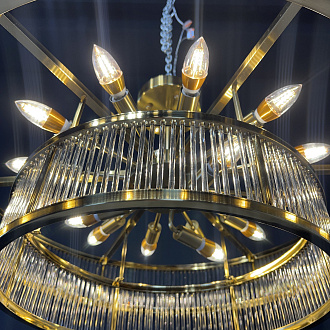 Люстра на штанге RH Marais Round Chandelier D100 100*100*30 см, 14*E14*40W, ImperiumLoft 40.2668, Латунь