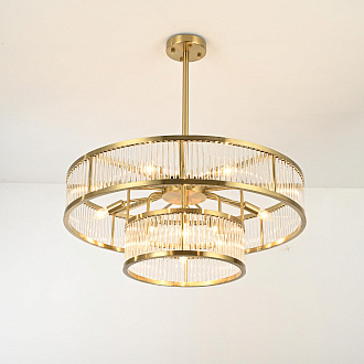 Люстра на штанге RH Marais Round Chandelier D80 80*80*30 см, 12*E14*40W, ImperiumLoft 40.2668, Латунь