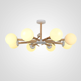 Потолочная люстра FINCH 8 89*89*32 см, 8*E27*60W, ImperiumLoft FINCH01, Белый, Орех