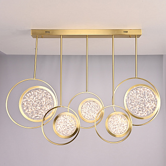 Дизайнерская люстра на штанге ЛУНА lighting collection L100 42*18*18 см, 5*LED*11W, 3000K, ImperiumLoft CAMEO01, Золотистый