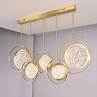 Дизайнерская люстра на штанге ЛУНА lighting collection L100 42*18*18 см, 5*LED*11W, 3000K, ImperiumLoft CAMEO01, Золотистый