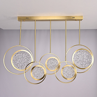 Дизайнерская люстра на штанге ЛУНА lighting collection L100 42*18*18 см, 5*LED*11W, 3000K, ImperiumLoft CAMEO01, Золотистый