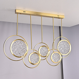 Дизайнерская люстра на штанге ЛУНА lighting collection L100 42*18*18 см, 5*LED*11W, 3000K, ImperiumLoft CAMEO01, Золотистый