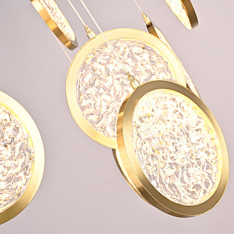 Дизайнерская подвесная люстра ЛУНА lighting collection D70 77*20*20 см, 12*LED*10W, 3000K, ImperiumLoft CAMEO01, Золотистый