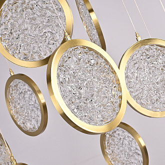 Дизайнерская подвесная люстра ЛУНА lighting collection D70 77*20*20 см, 12*LED*10W, 3000K, ImperiumLoft CAMEO01, Золотистый